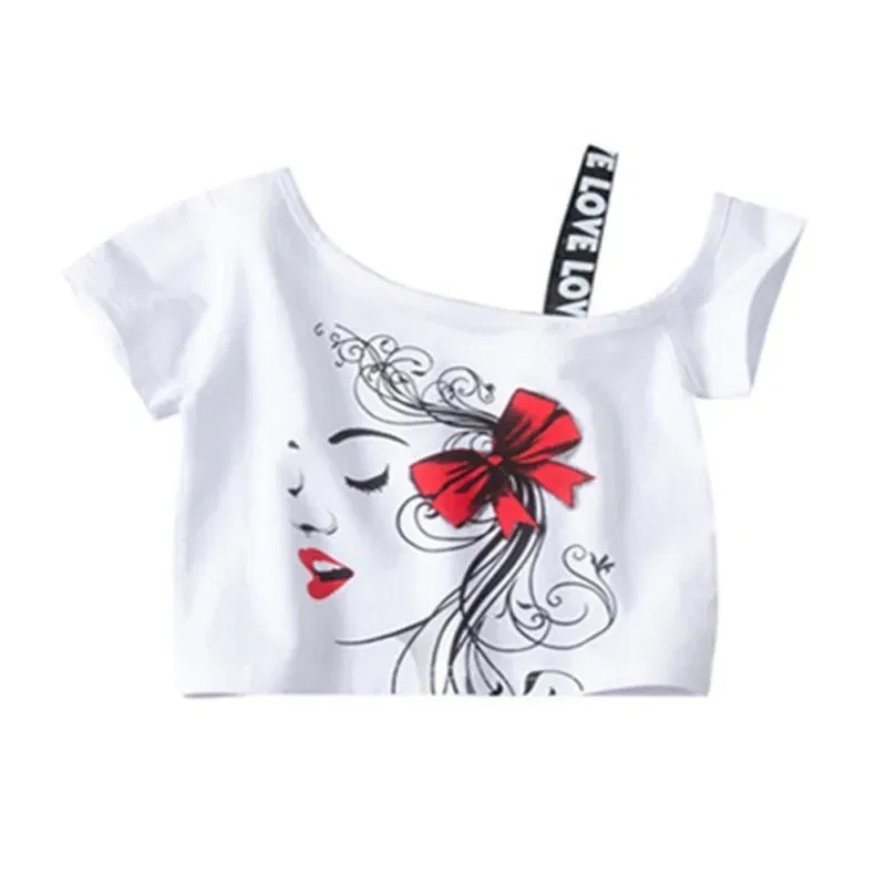 Color: WHITE, Kid Size: 5 - HOT Baby Girl Clothes Girls Clothing Set Fashion Girls Set Print Toddler Girl Tops + Denim Skirts Baby Suit Kids Clothes1