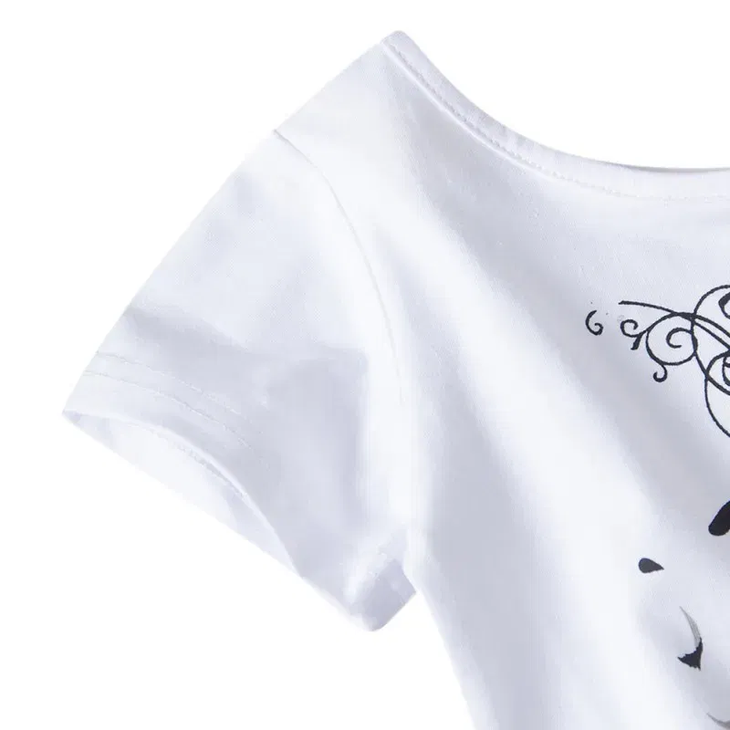 Color: WHITE, Kid Size: 5 - HOT Baby Girl Clothes Girls Clothing Set Fashion Girls Set Print Toddler Girl Tops + Denim Skirts Baby Suit Kids Clothes1