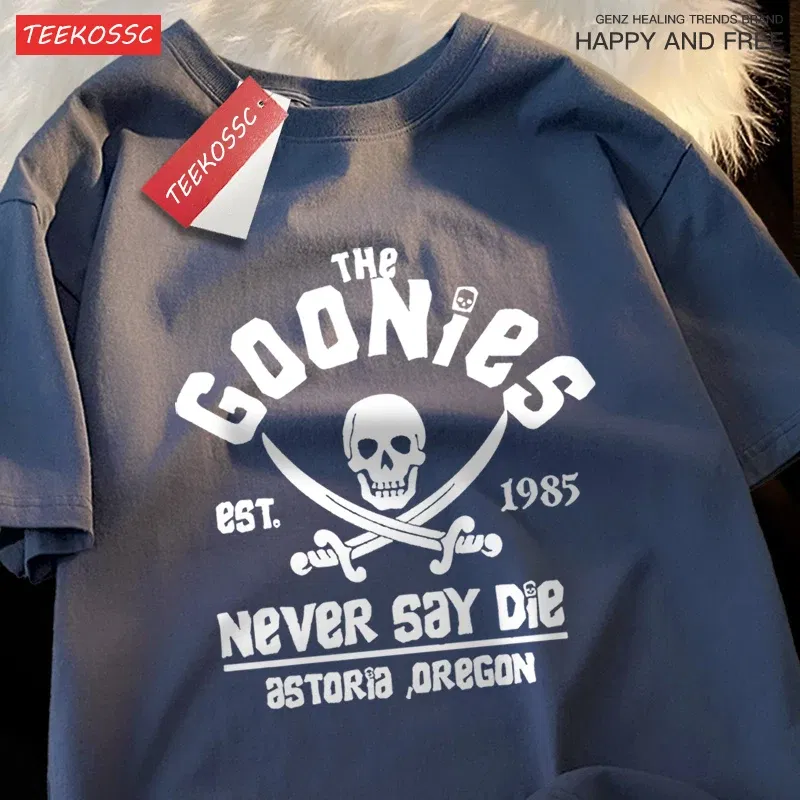 Color: green, Size: XXL - The Goonies Never Say Die T Shirts Men Women Comfortable Crewneck Tshirt Breathable Cotton T Shirts Street Loose Couple Clothing