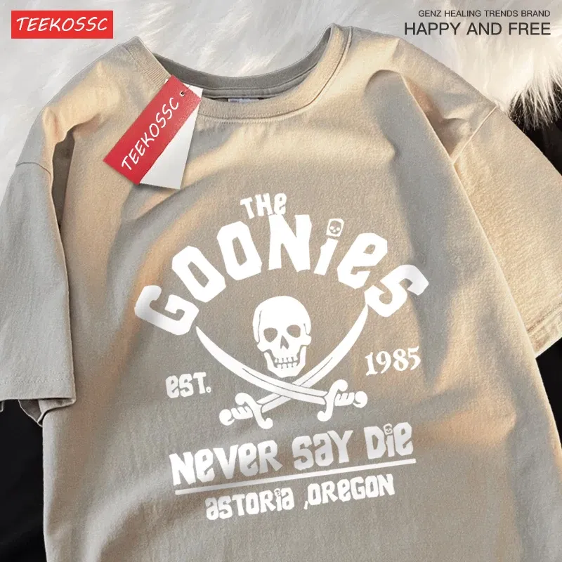 Color: green, Size: XXL - The Goonies Never Say Die T Shirts Men Women Comfortable Crewneck Tshirt Breathable Cotton T Shirts Street Loose Couple Clothing