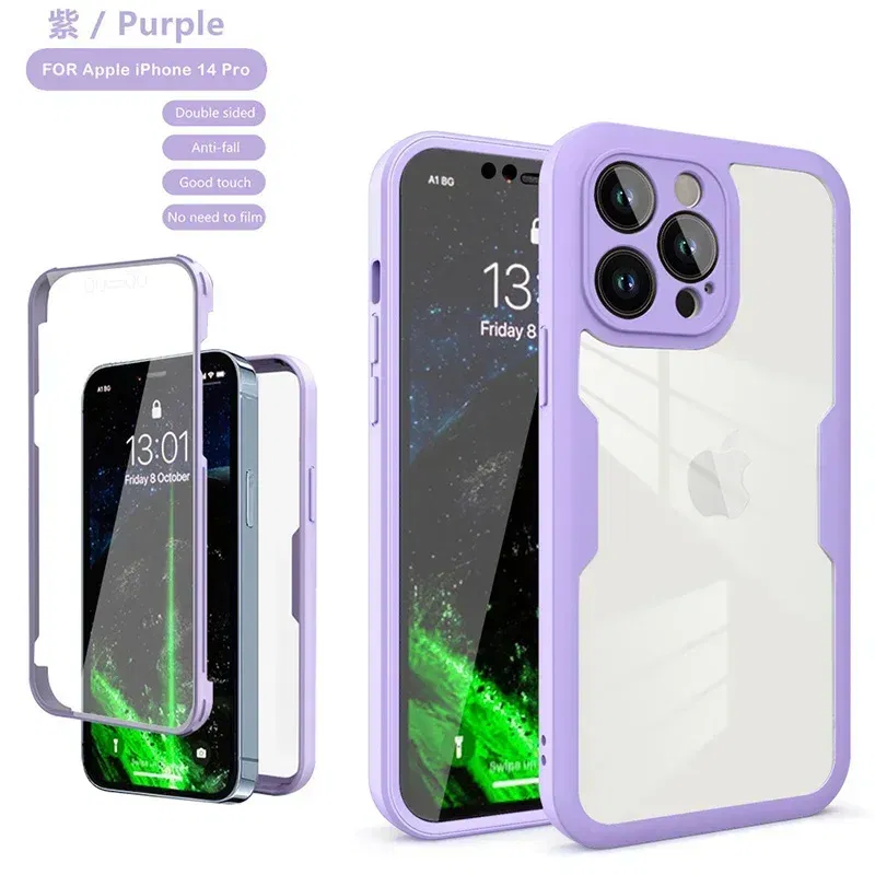 Color: Khaki, Compatible-Phone Models: For iPhone 13 Pro, Ships From: CN - Clear 360 Full Wrap Phone Case For iPhone 17 Pro Max 16 15 14 13 12 11 SE2/SE3 Xr Xs 8 Plus Film With Lens Protection Back Cover