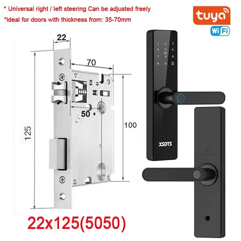 Color: RED, Ships From: CHINA - New! Tuya Wifi Electronic Smart Door Lock With Biometric Fingerprint / Smart Card / Password / Key Unlock/ USB Emergency Charge