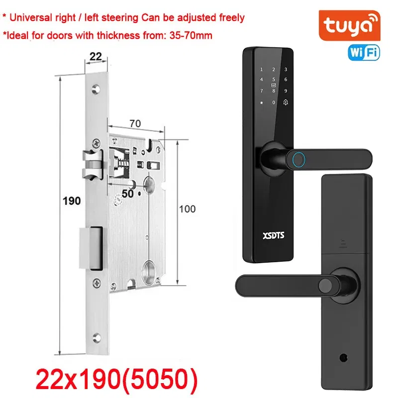 Color: RED, Ships From: CHINA - New! Tuya Wifi Electronic Smart Door Lock With Biometric Fingerprint / Smart Card / Password / Key Unlock/ USB Emergency Charge