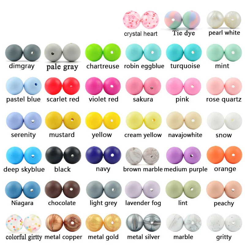 Color: Lavender, Item Diameter: 12mm - LOFCA 100Pcs/lot 12MM Round Shape Silicone Teething Beads Baby Teether For DIY Nursing Necklace Food Grade Chew Beads