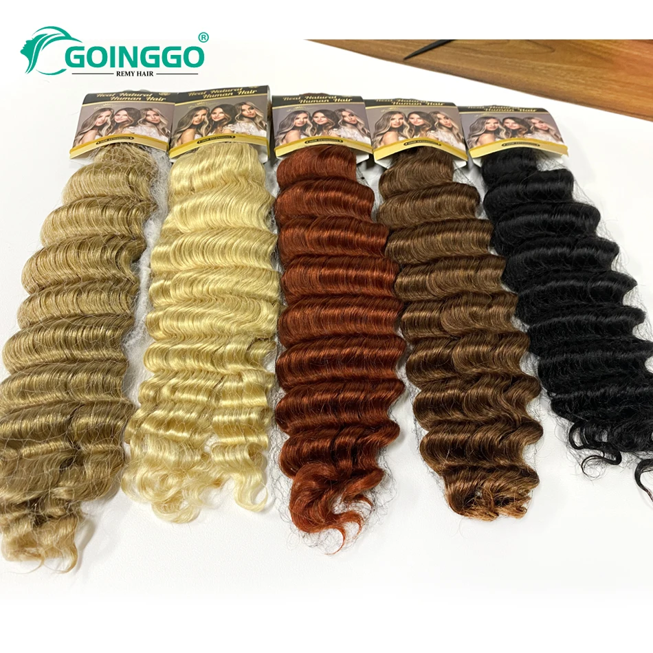 Color: #3, Stretched Length: 20inches - Pre-Colored Brazilian Deep Wave Bulk Human Hair No Weft Remy Bulk Human Hair 14 To 28 Inch Bulk Hair Extension Crochet Braids
