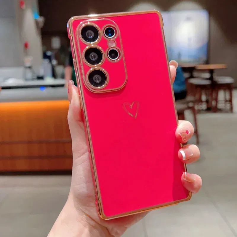 Color: Lavender, Compatible-Phone Models: For iPhone 13, Ships From: CHINA - Electroplating Love Heart Phone Case For Samsung Galaxy S25 S24 Ultra S23 S22 A13 A14 A52 A53 Protect Lens Shockproof Back Cover