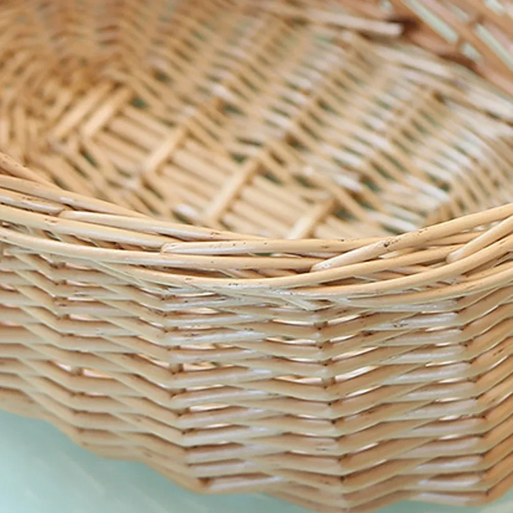 Color: Red - Basket Storage Wicker Woven Picnic Flower Willow Baskets With For  Bread Fruit Handles Handheld Flowers Kitchen Vegetable Easter