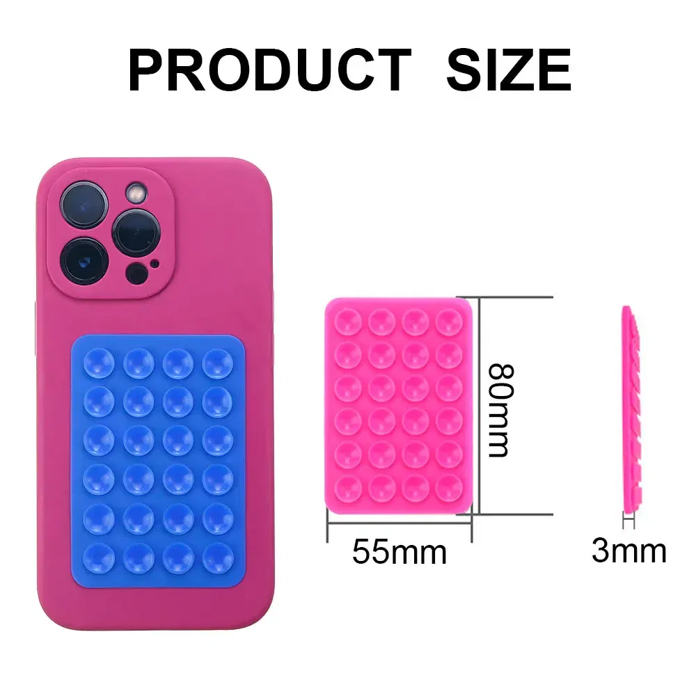 Color: Burgundy - Silicone World Square Silicone Mobile Phone Fixing Suction Cup Car Mounted Bracket Phone Case Universal Anti Slip Suction Cup