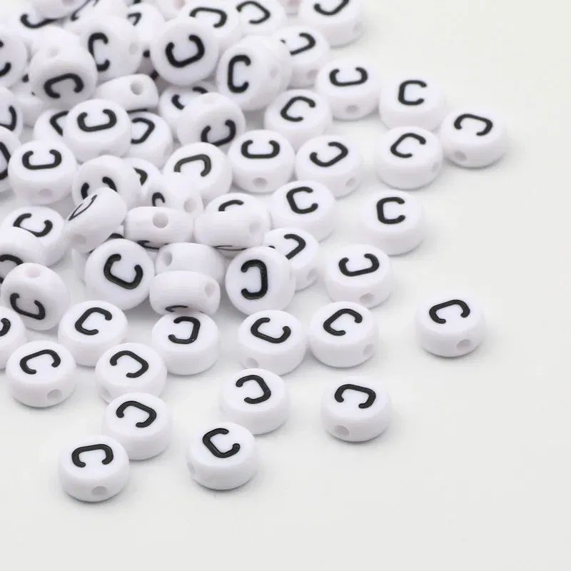 Color: Dark Grey, Item Diameter: Other - 50/100pcs/lot 7x4mm White Round A-Z Alphabet Letter Acrylic Loose Spacer Beads for Jewelry Making Diy Bracelet Accessories