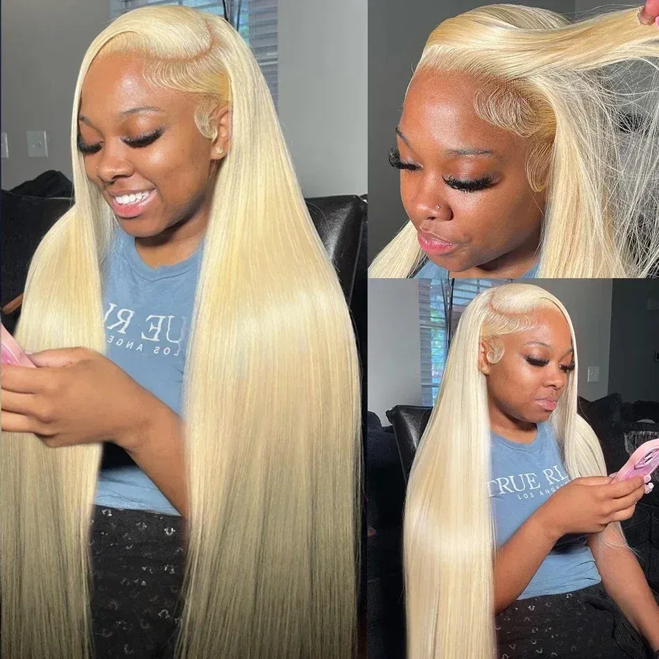 Hair Color: #16, Stretched Length: 36inches, Density: 180%, Ships From: CHINA - Blonde 613 Hd Lace Frontal Wig 13x6 13x4 Transparent Hd Lace Front Wig 30 Inch Brazilian Bone Straight Colored Human Hair Wigs