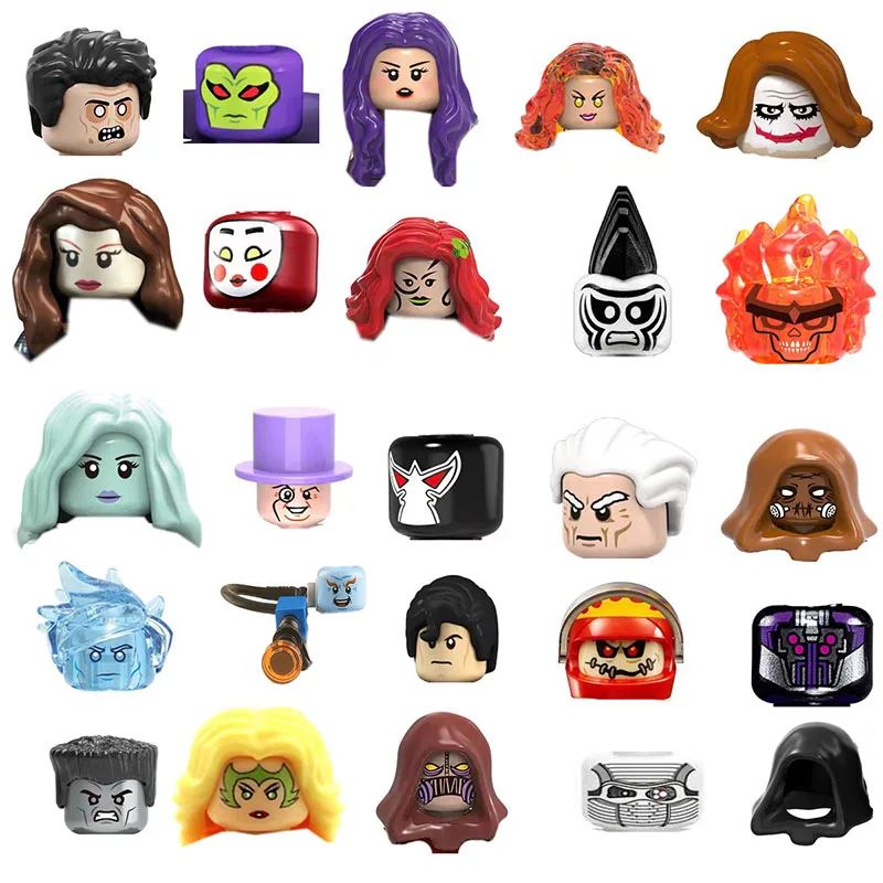 Color: Orange - MOC Series Figures Head Building Blocks Figures Accessories Bricks For Children Collection Toys Gift