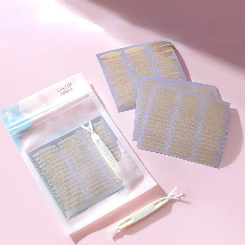 Color: Brushed Brass - Clear Beige Stripe Self-adhesive Natural Eye Tape Makeup Tool Invisible Double Fold Eyelid Lace Paste Eyelid Tape Sticker 240pcs