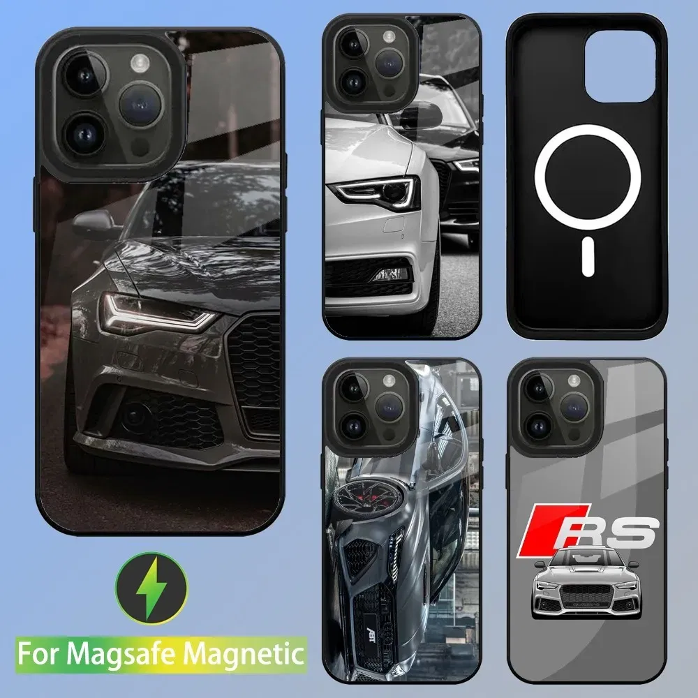 Color: Blue, Material: POLYESTER - R-S 6 7 sport car Phone Case For iPhone 16,15,14,13,12,11,Plus,Pro,Max Mini A-AudiS-S Magsafe Magnetic Wireless Charging