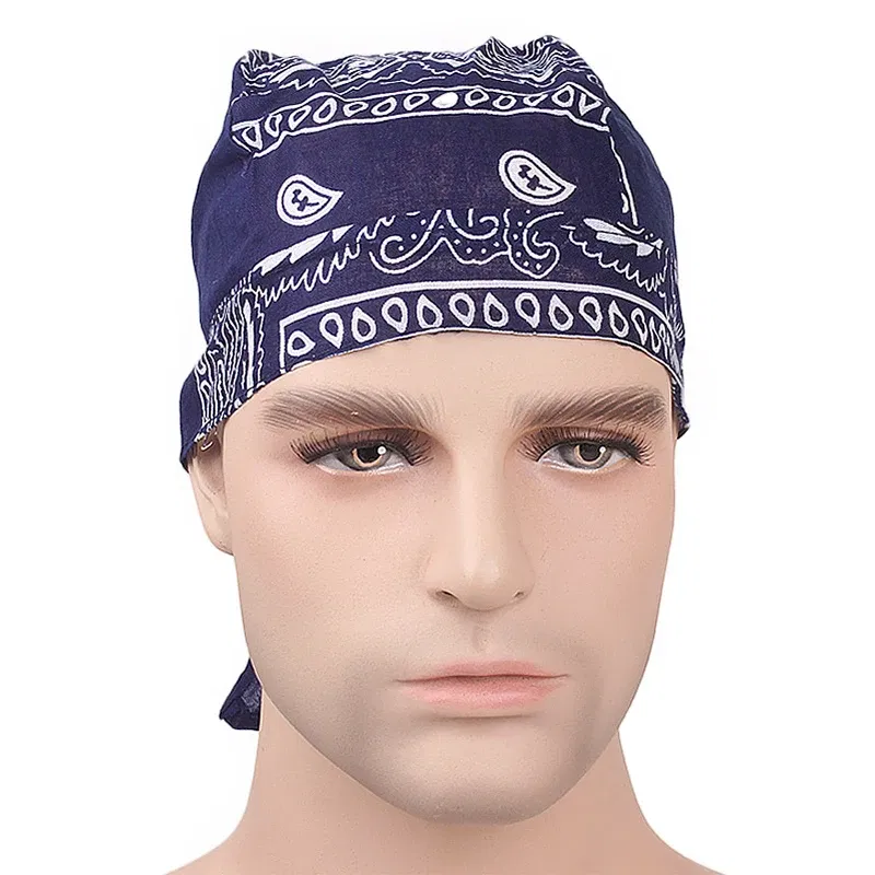 Color: Dark Grey - Cotton Cycling Pirate Bandana Men Women Headwraps Bike Headband Headcloth Sweat Wicking Beanie Hip-hop Turban Head Scarf