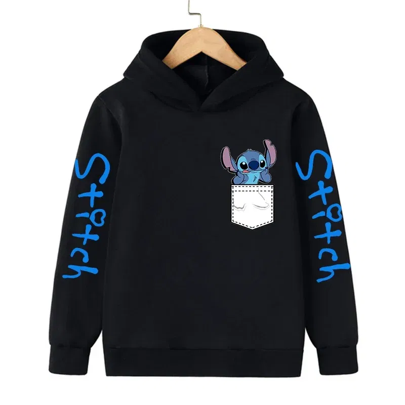 Color: Clear, Size: 25cm - New in Cool Stitch Hoodie Children Cartoon Clothes Kid Girl Boy Lilo and Stitch Sweatshirt Manga Hoody Baby Casual Top