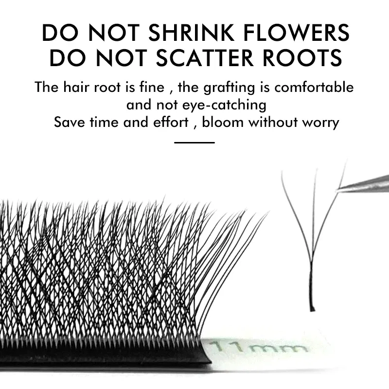 Color: Brushed Chrome, Curl: D, Thickness: 0.07mm, Length: MIX - NATUHANA W Lashes Extension L LU(M) Curl Individual Mink YY Lashes 3D W-shaped Volume Fan Eyelash Extension