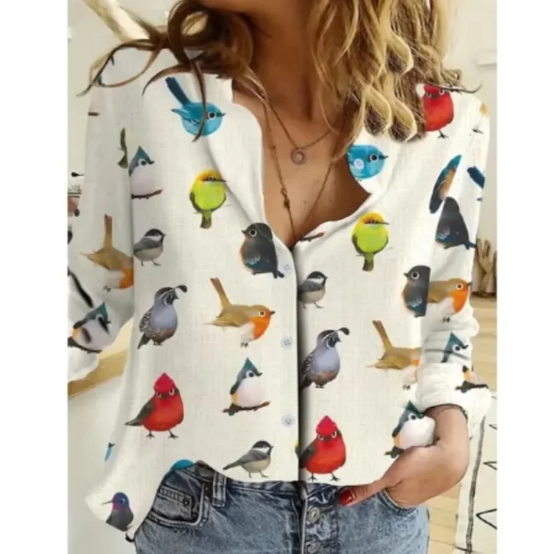 Color: GRAY, Size: 5XL, Ships From: CHINA - Women New Christmas Shirt Cute Christmas Tree Santa Claus Print Blouses Casual Long Sleeve Button Tops Autumn Blouses Ladies