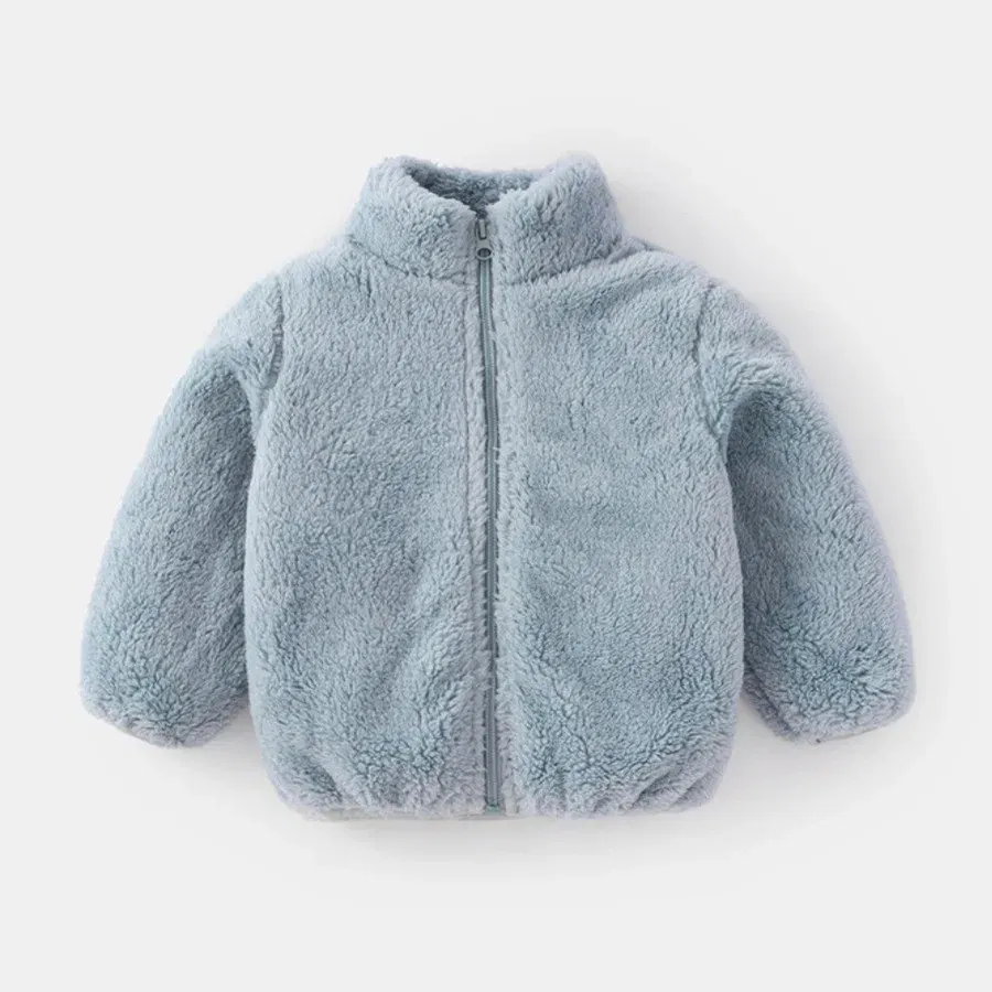 Color: SKY BLUE, Kid Size: 24M - Solid Color Fashion Children Plush Coat Autumn Winter Warm Baby Girl Boy Casual Jacket Greatcoat Kids Clothing Toddler Outerwear
