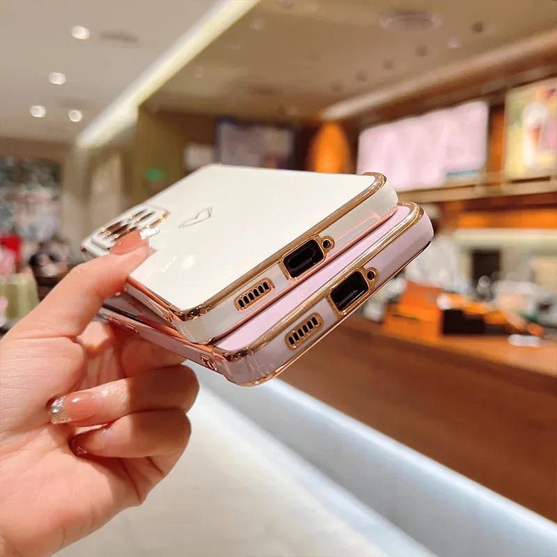 Color: Khaki, Compatible-Phone Models: For iPhone 16, Ships From: CHINA - Electroplating Love Heart Phone Case For Samsung Galaxy S25 S24 Ultra S23 S22 A13 A14 A52 A53 Protect Lens Shockproof Back Cover