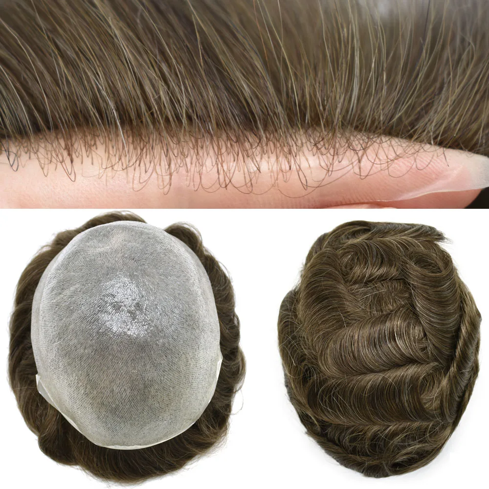 Toupee Color: 1780#, Toupee Density: 90%, Length: 6 inches, Ships From: CHINA, Toupee Size: 8x10 - Men Toupee Hair Systems Ultra Thin Skin 0.06MM V-LOOP Capillary Prosthesis Invisible Hairline Real Human HairPieces Hair Units