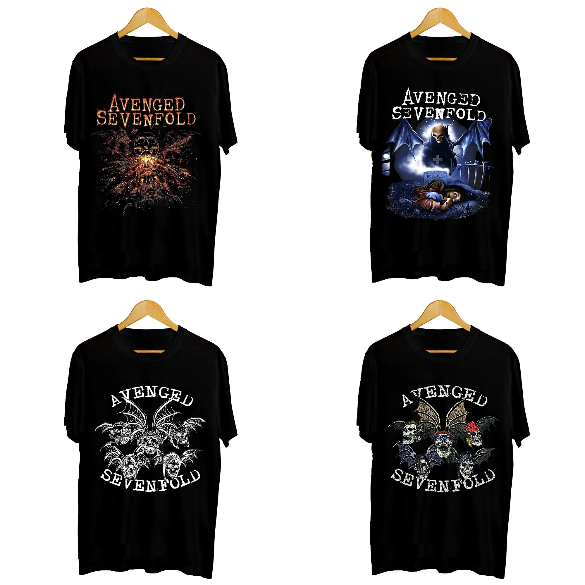 Color: Brown, Size: L - Men Clothes Round Neck T-shirt Heavy Metal Band Rock Cotton Breathable Print Womens Plus Size Tees