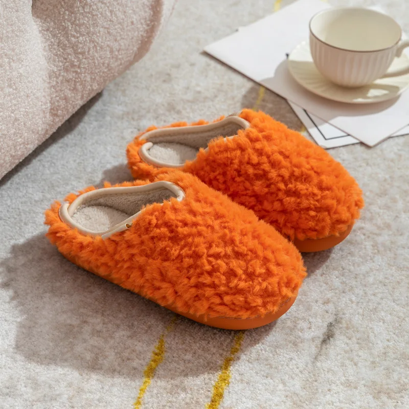 Color: Beige, Shoe Size: 38-39, Ships From: CHINA - Crestar Warm Fluffy Women Slippers Winter New Indoor Soft Sole Fuzzy Bedroom Flat Slides Non-slip Fleece Lind Fur House Slippers