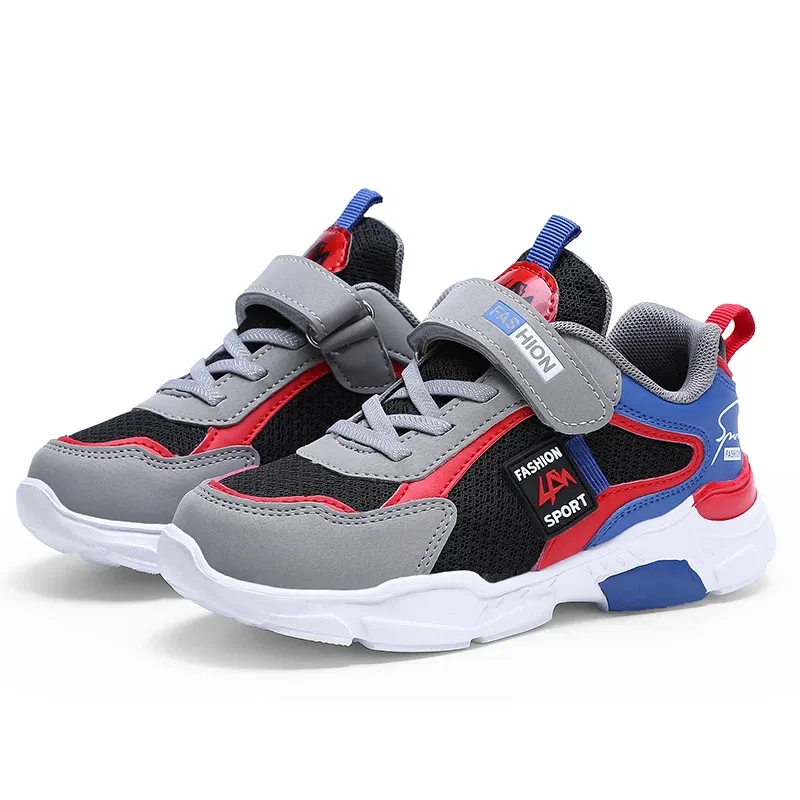 Color: Blue, Shoe Size: 39 - Children Casual Shoes for Boys Breathable Sneaker Summer Air Mesh Kids Hook&Loop Students School Shoe Size28-40