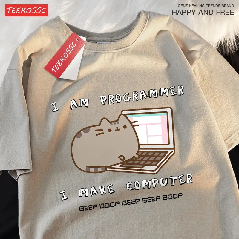 Color: PURPLE, Size: XXL - I Am Programmer I Make Computer Mens T Shirts Summer Cotton T-Shirt Oversized Loose Short Sleeve Crewneck Tee Clothes Fashion