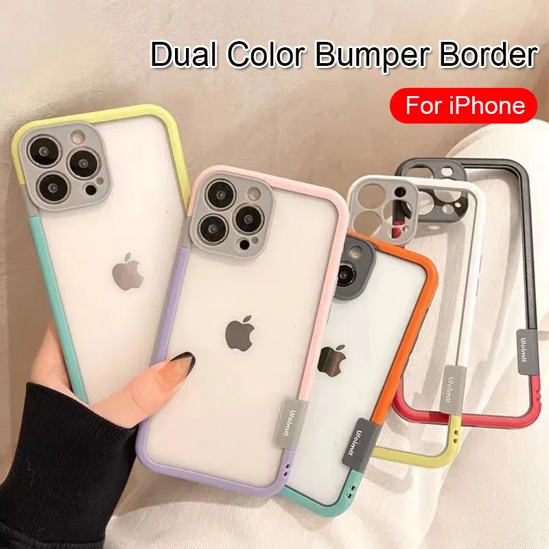 Color: Maroon, Ships From: CHINA, Material: PC - Better Heat Dissipation Dual Color Bumper Border Soft Phone Case For iPhone 17 16 15 14 13 12 11 Pro Max 7 8 Plus XS XR