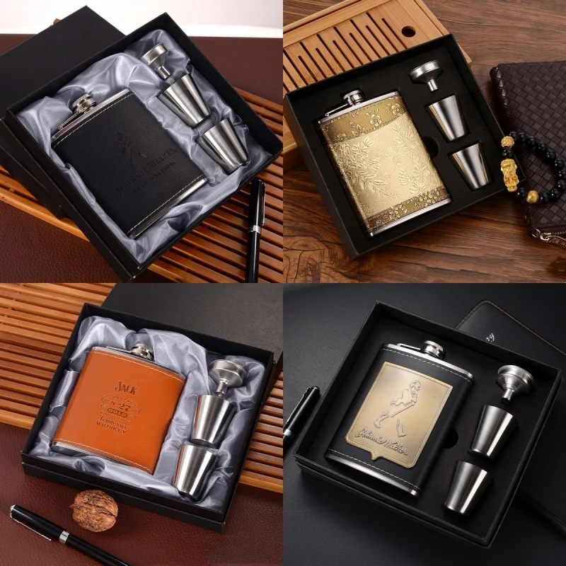 Color: black - 7oz/8oz Portable Pocket Hip Flask Outdoor Travel Stainless Steel Flask Whiskey Drink Alcohol Flasks 8oz Steel Hip Flask Flagon
