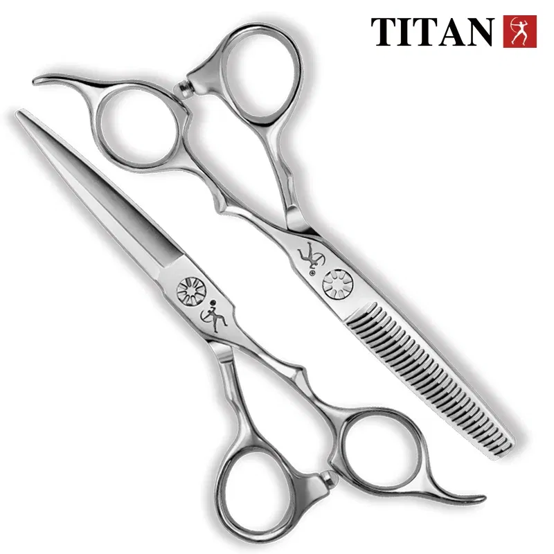 Color: Silver - Titan professional hairdresser's barber set of scissors cutting Hairdressing salon scissors sharp tools 5.5inch 6.0inch