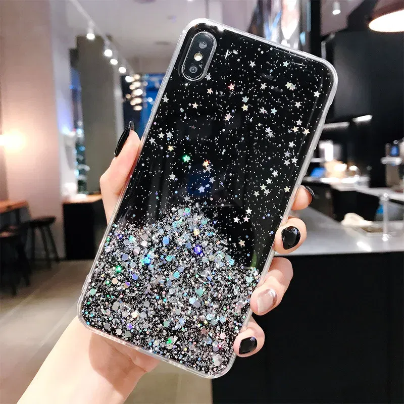 Color: black, Compatible-Phone Models: For iPhone 14 Plus - 16 Pro Max, Epoxy Resin Case, iPhone 15 Case with Sequins, Epoxy Case, iPhone 14 Case, Glitter Girls Designs, 13 Pro Max, 15Pro