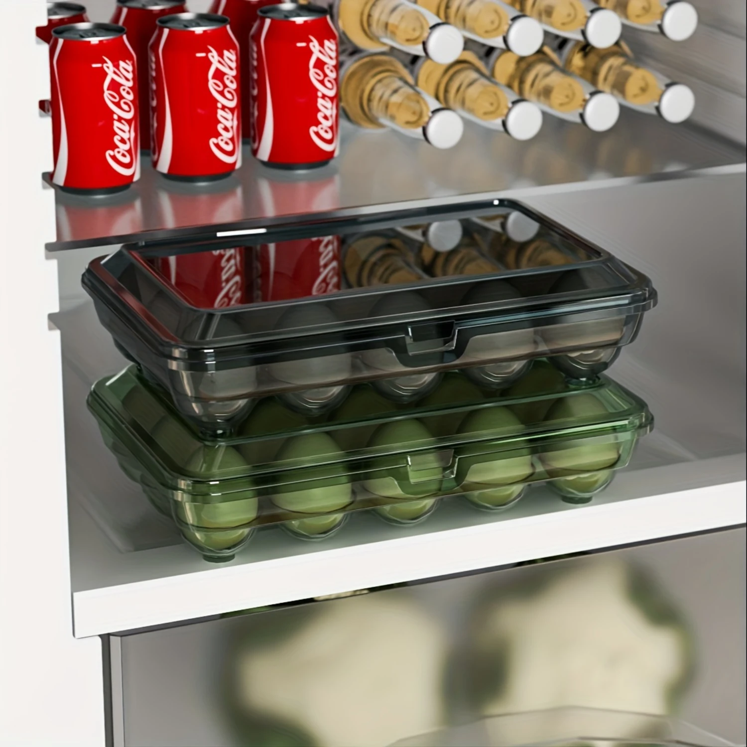 Color: Red, Ships From: CHINA - 1pc Shock-Proof Egg Holder for Refrigerator, Transparent Plastic Egg Carton with Clamshell Design for Freshness, Supplies