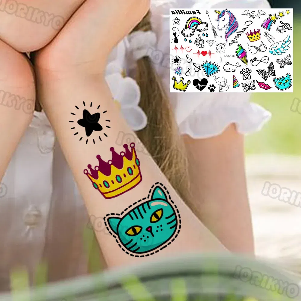 Color: transparent - Funny Whale Tree Temporary Tattoo For Child Boy Face Neck Girls Son Daughter Fake Moon Tattoos Sticker Cartoon Transfer Tatoos