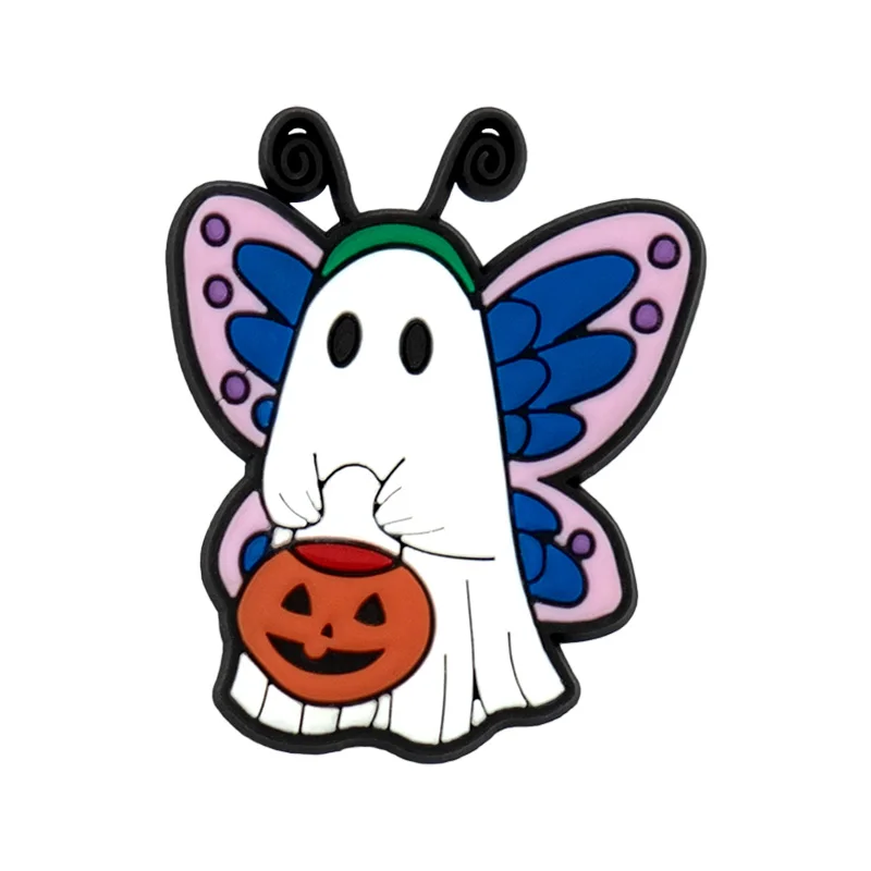 Color: Blue - Halloween Shoe Charms Funny Ghosts Pumpkin Clog Charms Sweets Candles Broom Shoe Clips Decorations Chips Cats Bats Clips Jeans
