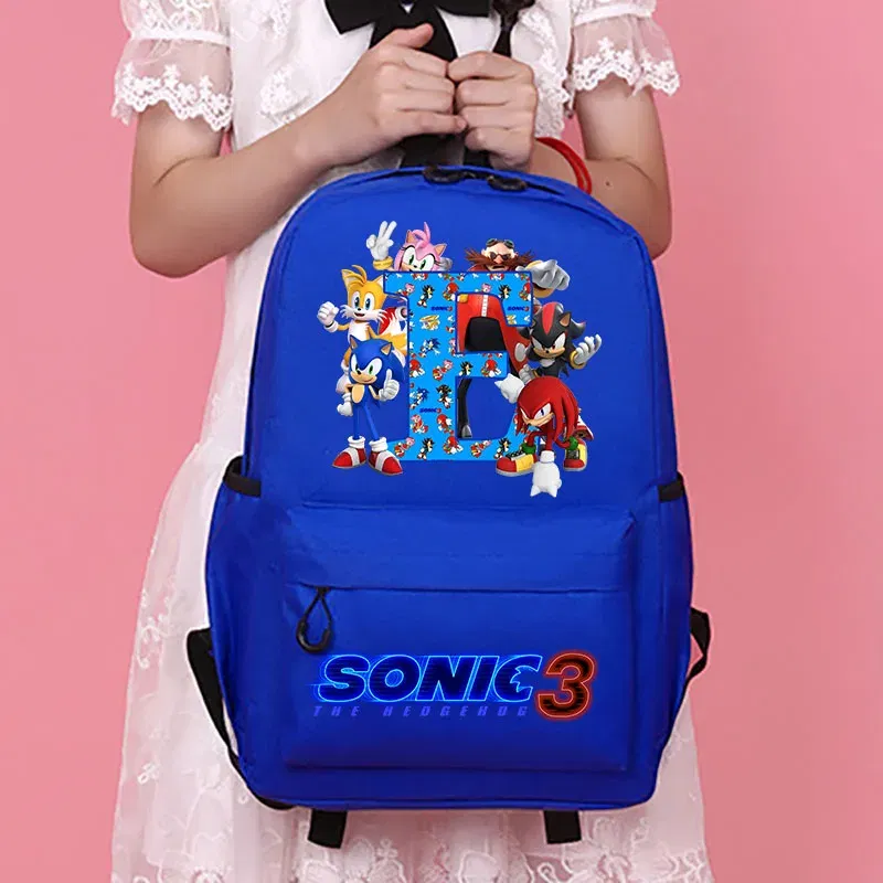 Color: plum, Size: 12" - Sonics Children Cartoon Schoolbag Kids Anime Cute Backpack Boy Fashion Knapsack Student Casual Shoulders Book Bag Xmas Gift 2025