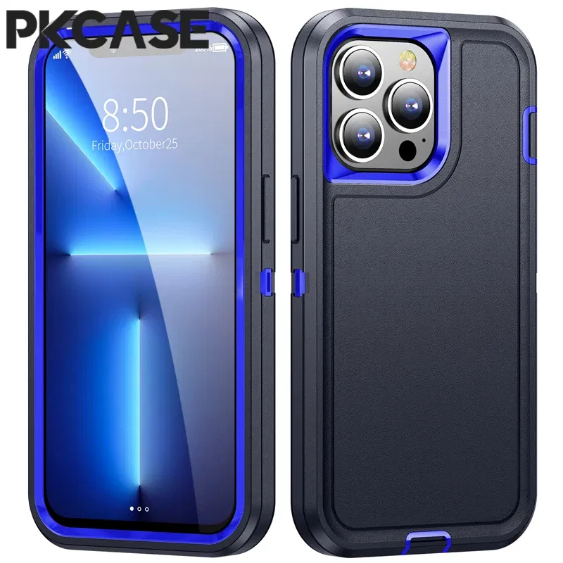 Color: Dark Grey, Material: Plastic - PKCASE Shockproof Case For iPhone 13 Mini 12 11 Pro Max 6 7 8 Plus Bracket Protective Cover For iPhone X XS XR SE 2020 2022
