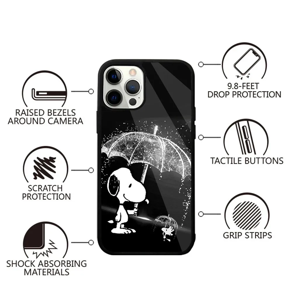 Color: GRAY, Material: Denim - Anime Cartoon-S-Snoopy-s Phone Case For iPhone 16,15,14,13,12,11,Plus,Pro,Max,Mini Magsafe Magnetic Wireless Charging