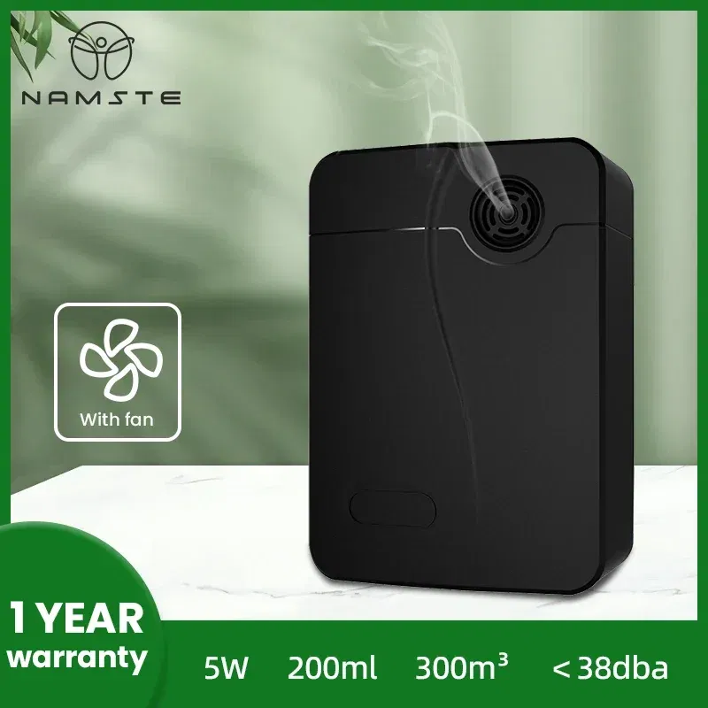 , Color: black, Plug Type: EU - Namste Electric Aroma Diffuser Home Fragrance Air Freshener with Fan Smart Timer Wall Mounted Perfume Flavoring 200ML Capacity