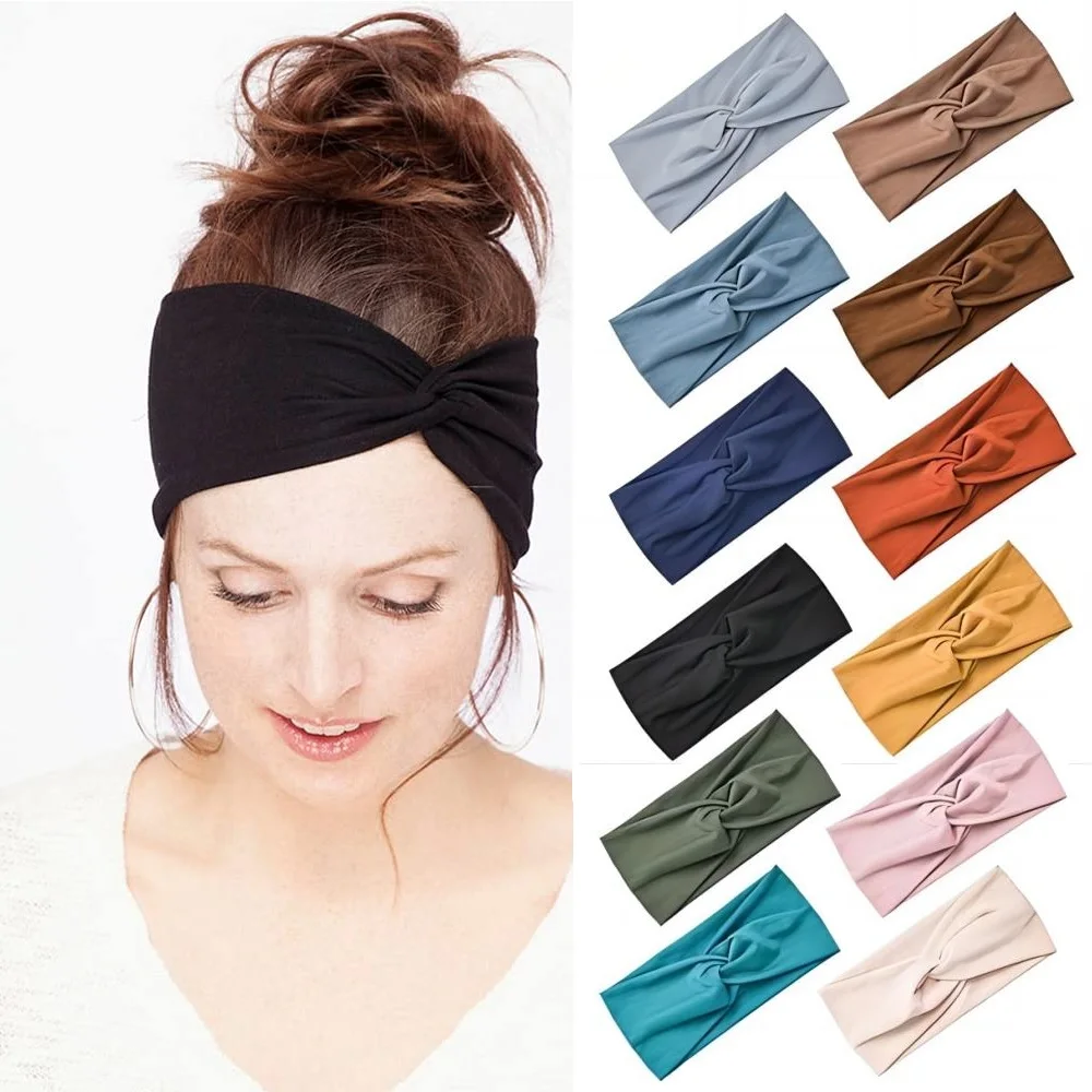 Color: black, Ships From: CHINA - Pilates Elastic Hair Bands Yoga Headband Running Cycling Sweatband Turban Makeup Hair Hoop Makeup Headwrap Women