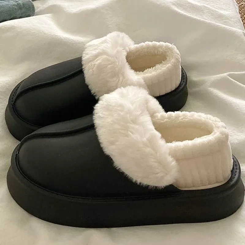 Color: Grape, Shoe Size: 36-37, Ships From: CHINA - Gacimy Warm Fur Women Slippers 2024 New Antiskid Waterproof Outdoor Cotton Shoes Winter Plush House Slides Fur Fluffy Slippers