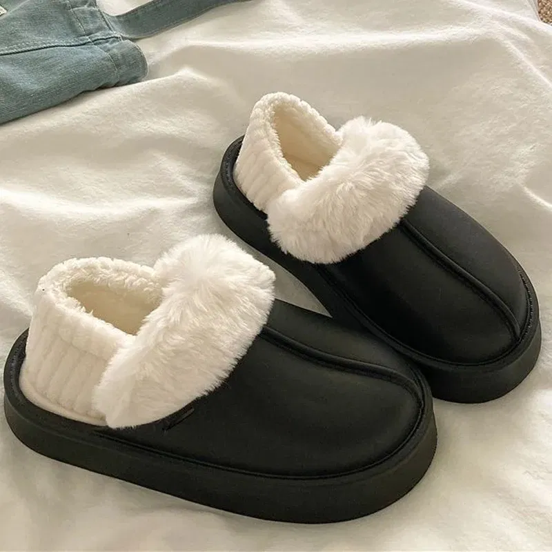 Color: Grape, Shoe Size: 36-37, Ships From: CHINA - Gacimy Warm Fur Women Slippers 2024 New Antiskid Waterproof Outdoor Cotton Shoes Winter Plush House Slides Fur Fluffy Slippers