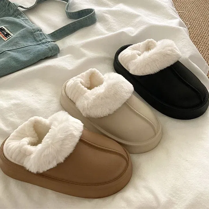 Color: Grape, Shoe Size: 36-37, Ships From: CHINA - Gacimy Warm Fur Women Slippers 2024 New Antiskid Waterproof Outdoor Cotton Shoes Winter Plush House Slides Fur Fluffy Slippers