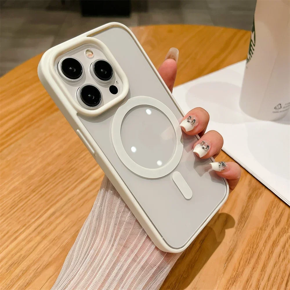 Color: Red, Material: Genuine Leather - Luxury Shockproof Magsafe Wireless Charge Case for iPhone 17 Air 16 15 14 Plus 13 12 Mini 11 Pro Max Clear Magnetic Bumper Cover