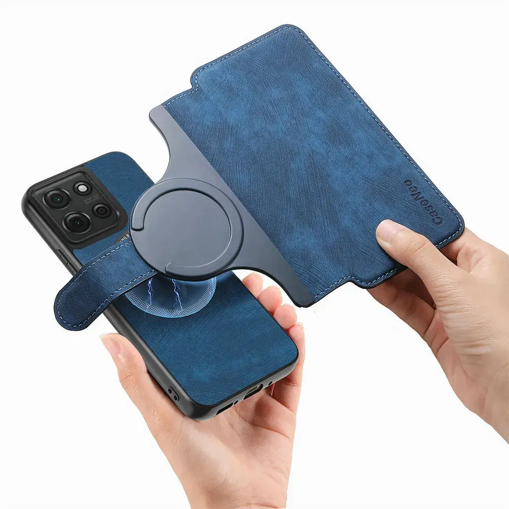 Color: PURPLE, Material: POLYESTER - For Motorola Edge 50 Neo 60 Fusion 5G Luxury Case Leather Wallet Card Capa Moto Edge 60 Pro Case Edge50 S50 60s Pro Magnet Cover