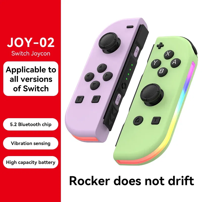 Color: PURPLE - STORM WYRM Bluetooth Joystick for Switch NS Game Left and Right Wireless RGB With Light Small Handle JOY-02