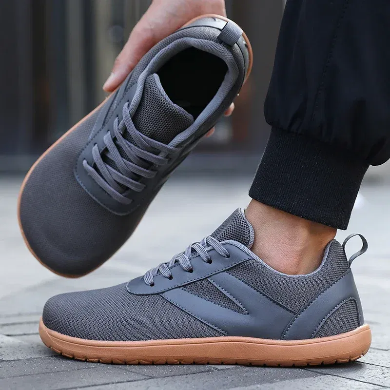 Color: GRAY, Shoe Size: 40 - Mesh Barefoot Shoes Men's Wide Toe Minimalist Sneakers Lightweight Breathable Casual Shoes Designer Running Shoe Casual Sneakers