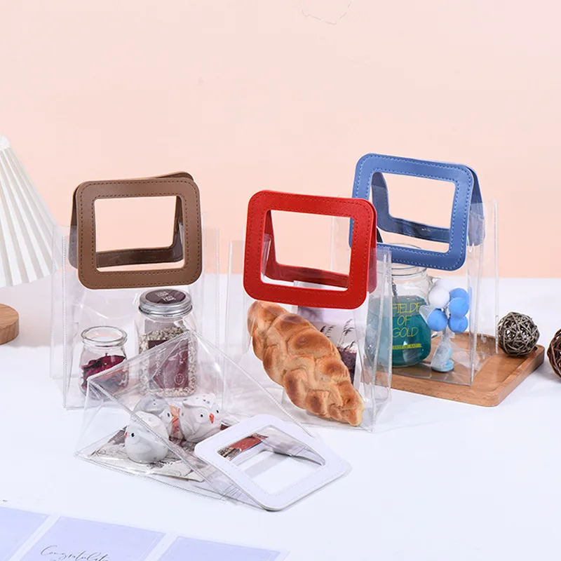 Color: Fluorescence Yellow, Gift Box Size: Other - 1PC Clear Candy Handbag PVC Gifts Cosmetics Bag Transparent Souvenir Packaging Bags Tote Xmas Birthday Wedding Party Supplies