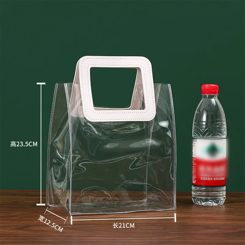 Color: Fluorescence Yellow, Gift Box Size: Other - 1PC Clear Candy Handbag PVC Gifts Cosmetics Bag Transparent Souvenir Packaging Bags Tote Xmas Birthday Wedding Party Supplies