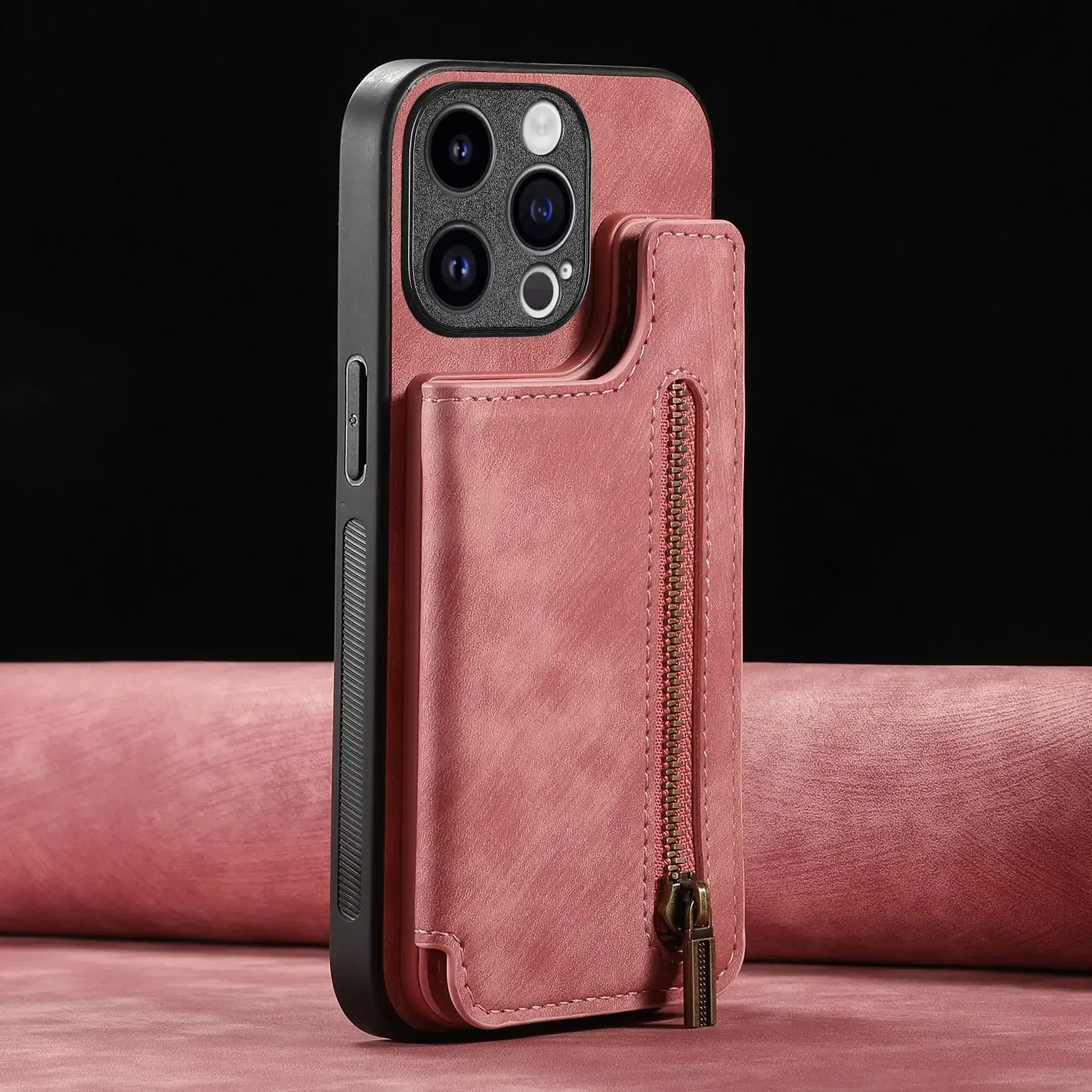 Color: Blue, Material: Plastic - Leather Zipper Wallet with Card Holder Phone Case for IPhone 15 14 11 Pro Max 13 12 Mini X XR XS Max 8 7 Plus Shockproof Cover